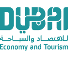 Logo of Dubai Economy and Tourism with stylized Arabic and English text in teal.