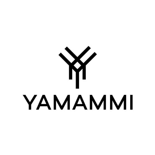 Stylized black geometric logo above the word "YAMAMMI" in bold uppercase letters on a white background.