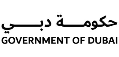 Text logo reading "Government of Dubai" in both Arabic and English.
