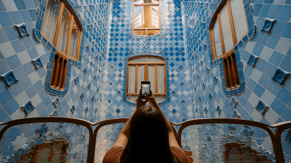 Influencer creating content with smartphone